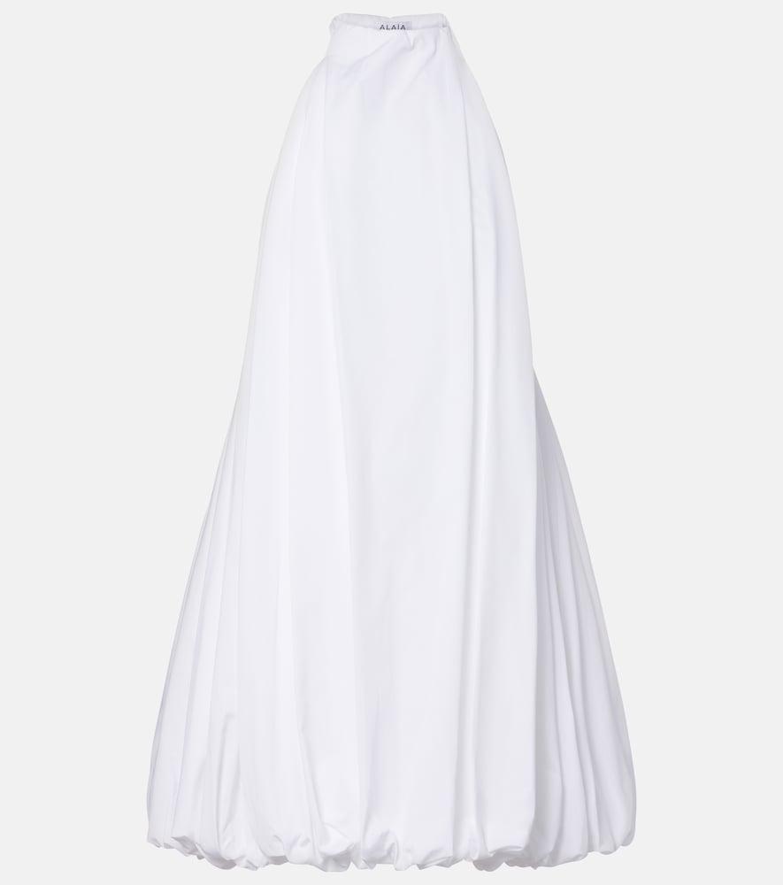 alaïa halterneck cotton poplin minidress