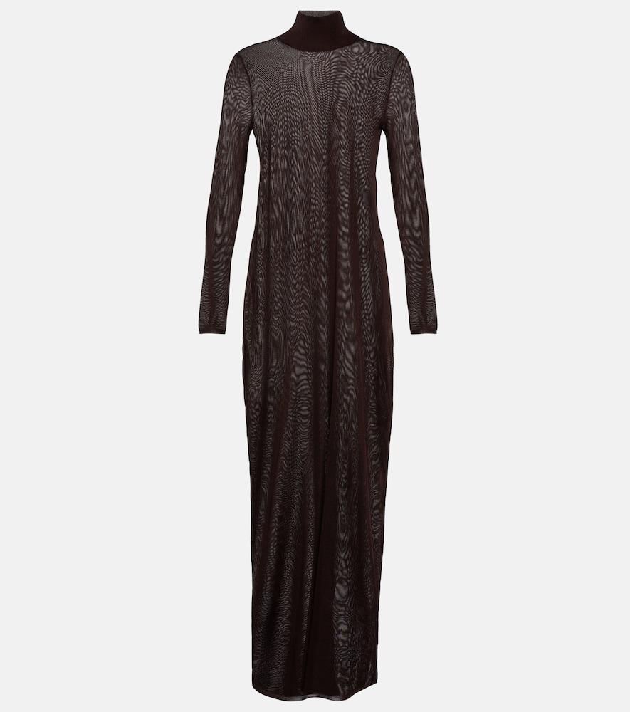 alaïa high-neck knit maxi dress