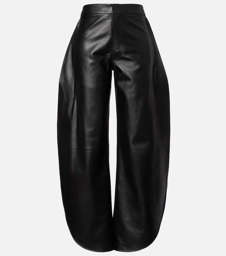 alaïa high-rise leather barrel-leg pants