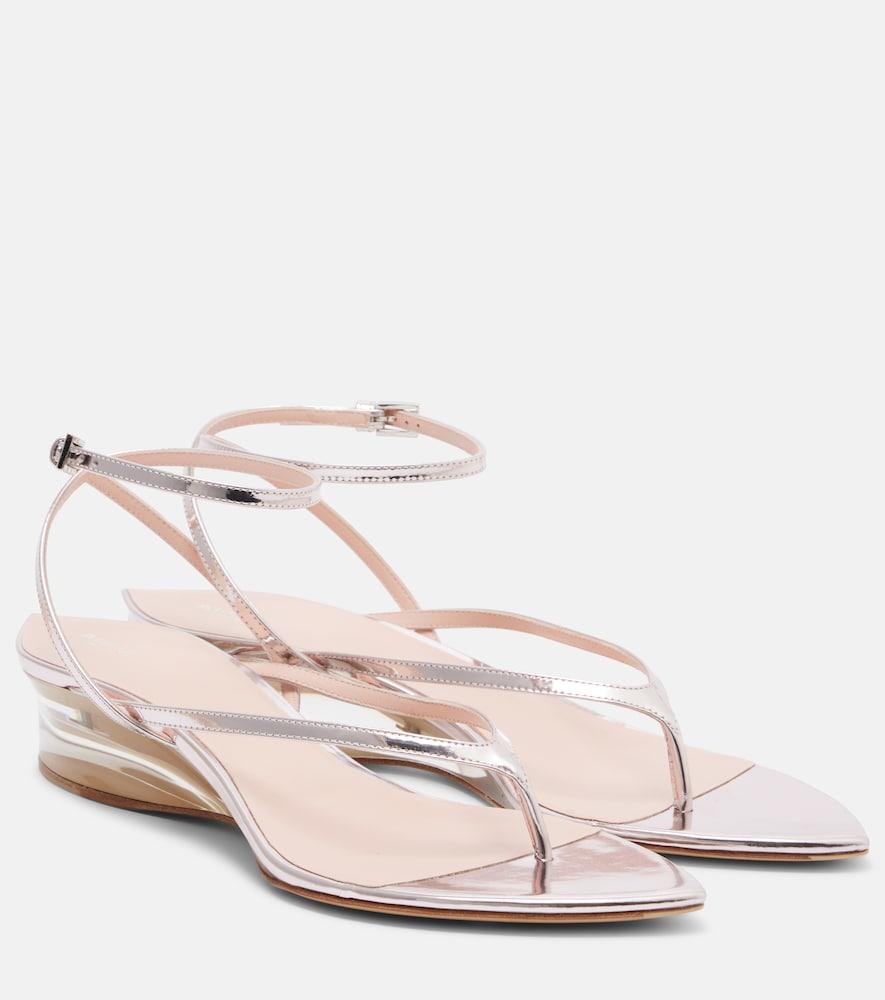 alaïa invisible leather wedge thong sandals
