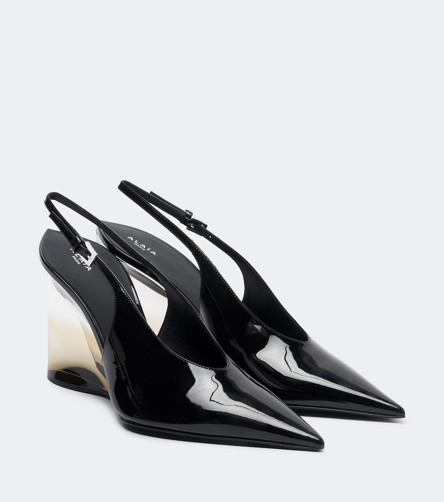 alaïa invisible patent leather wedge pumps