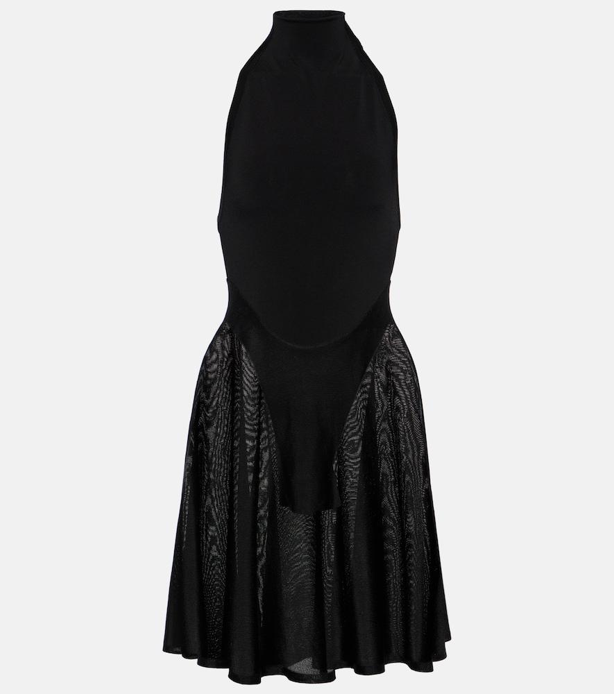 alaïa jersey and mesh minidress