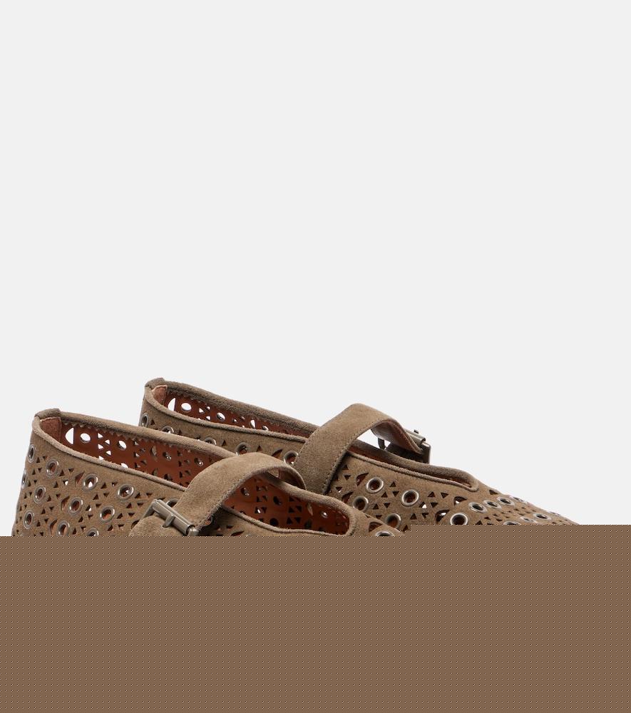 alaïa la ballerine suede mary jane flats