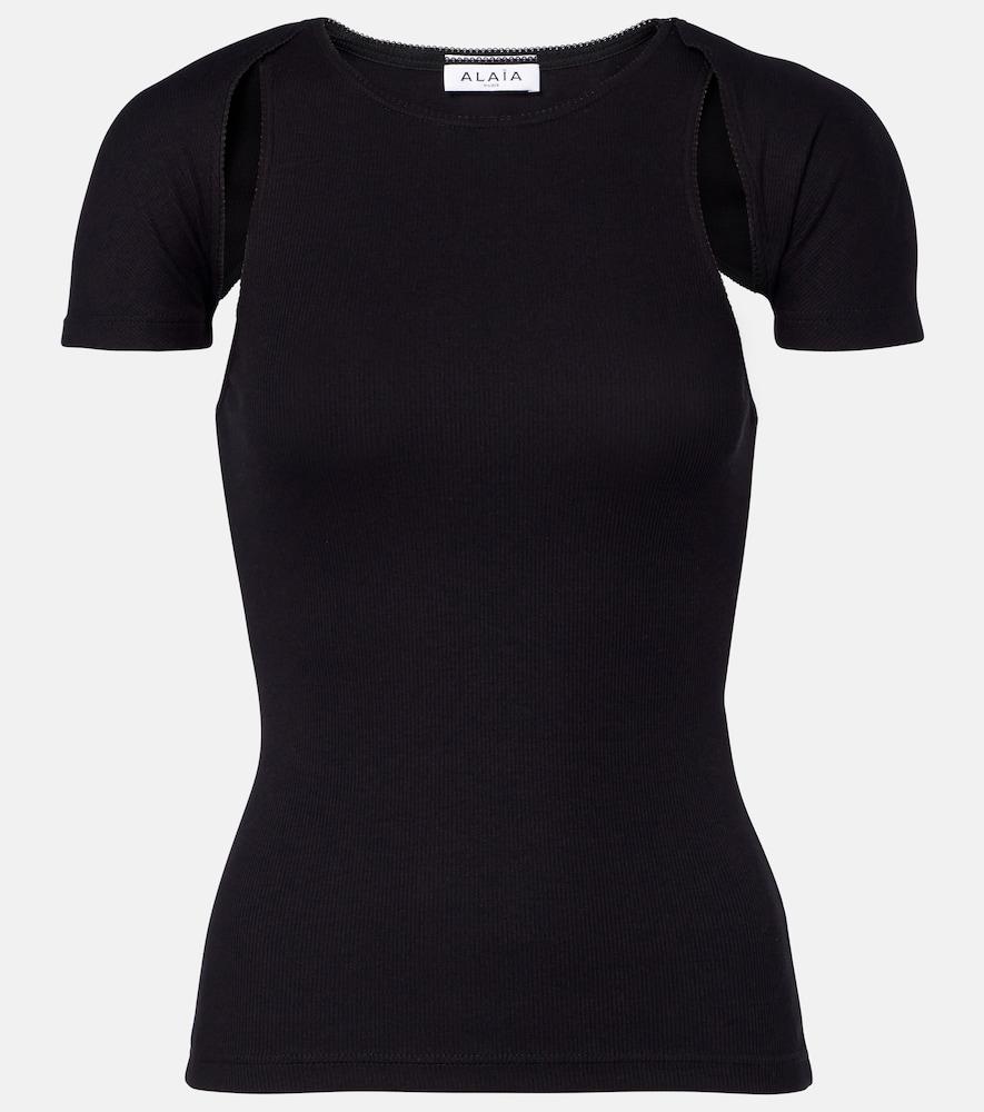 alaïa layered ribbed-knit jersey top