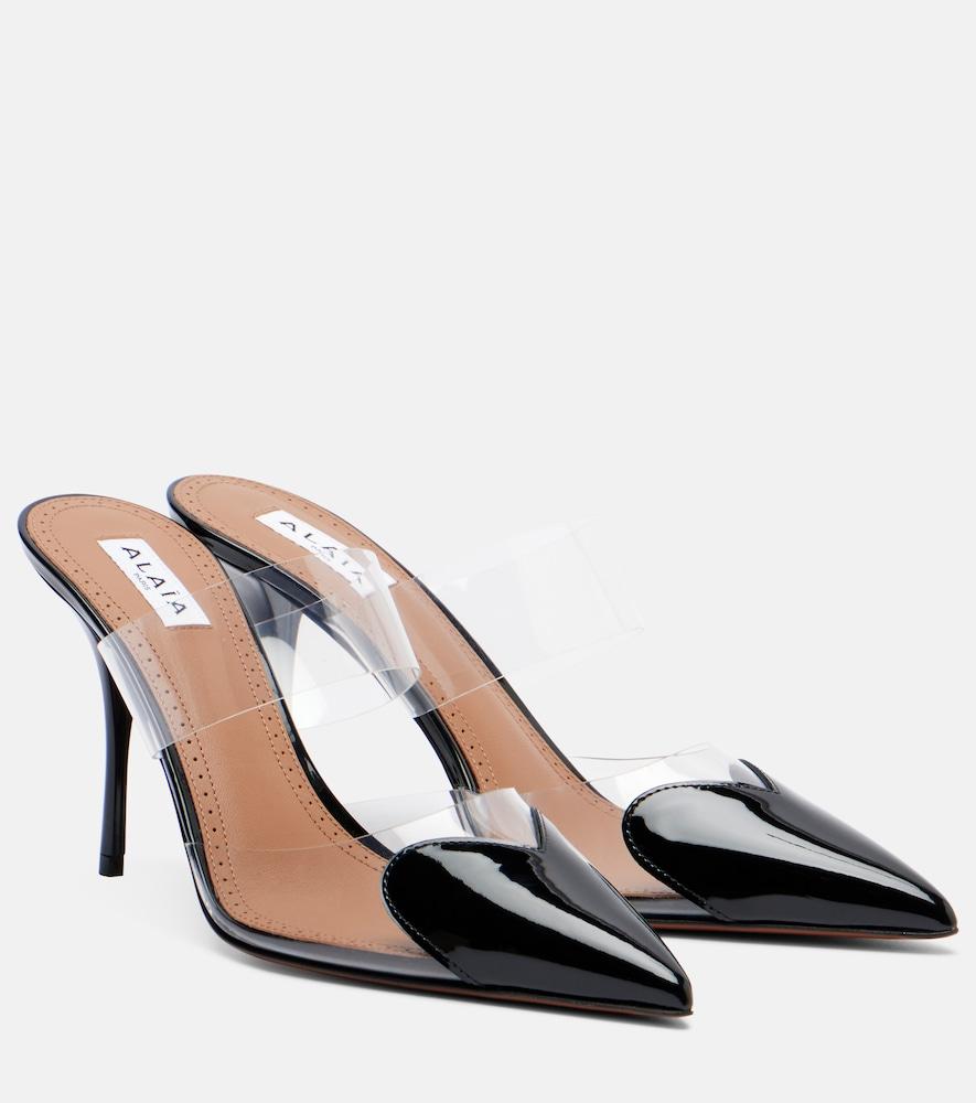 alaïa le caur patent leather and pu mules