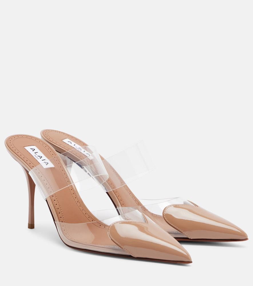 alaïa le caur patent leather and pu mules