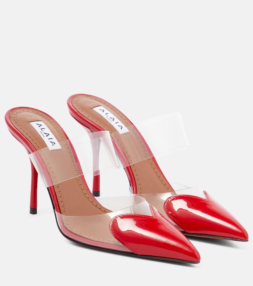 alaïa le caur patent leather and pu mules