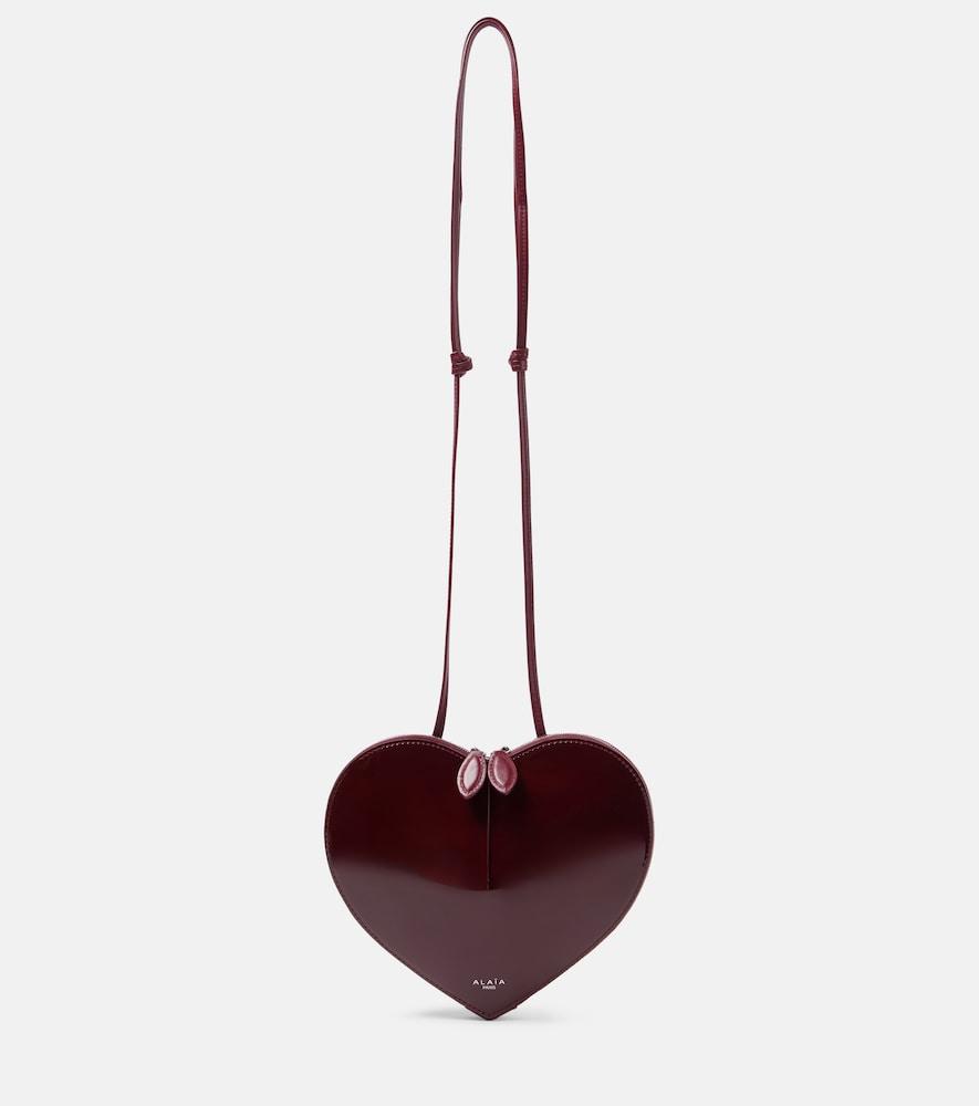 alaïa le caur patent leather crossbody bag