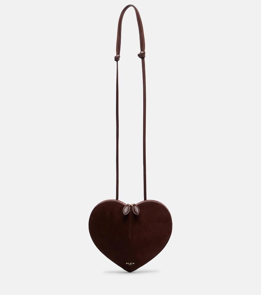 alaïa le caur small leather and suede shoulder bag