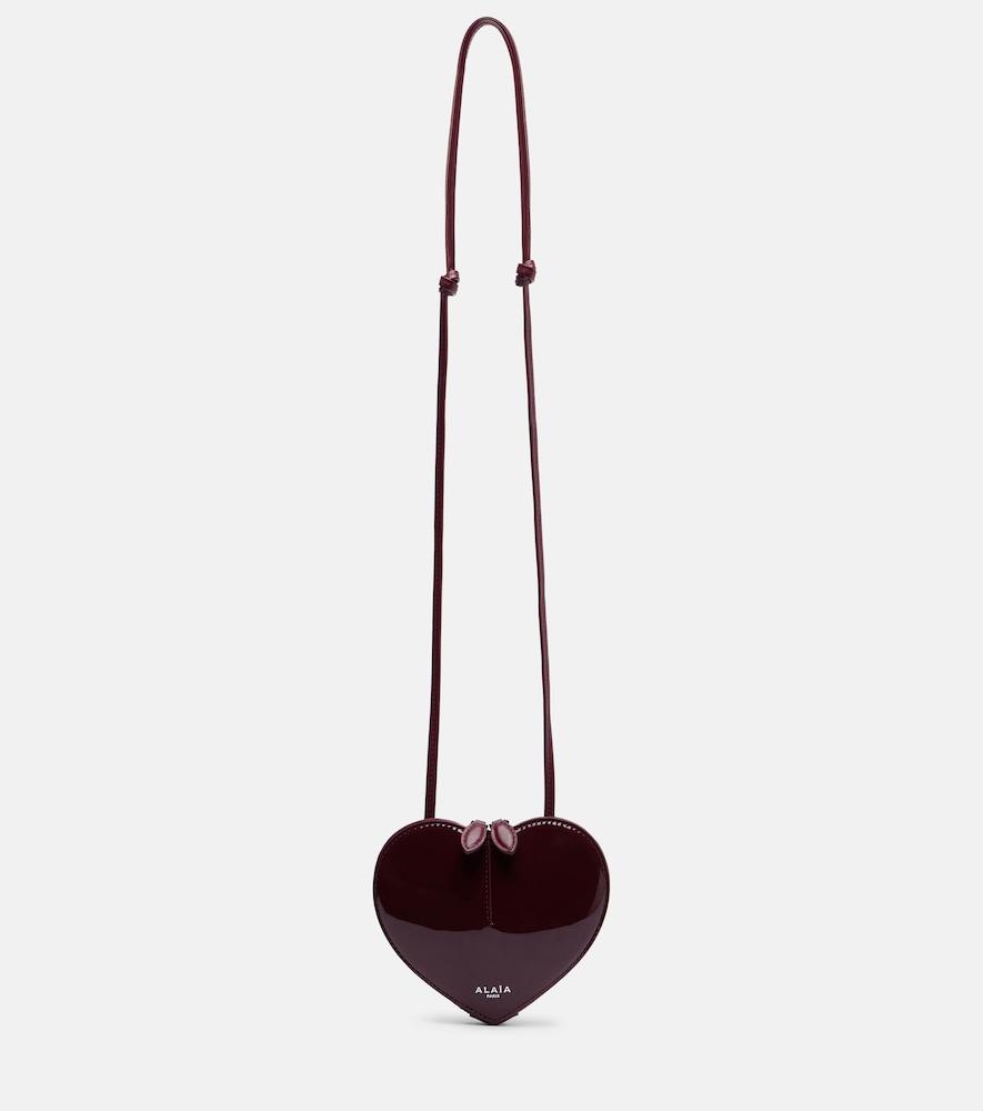 alaïa le caur small patent leather crossbody bag