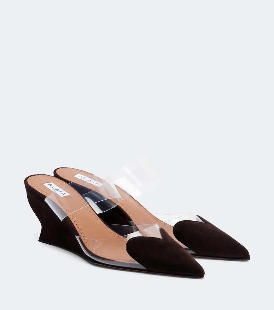 alaïa le caur suede wedge mules