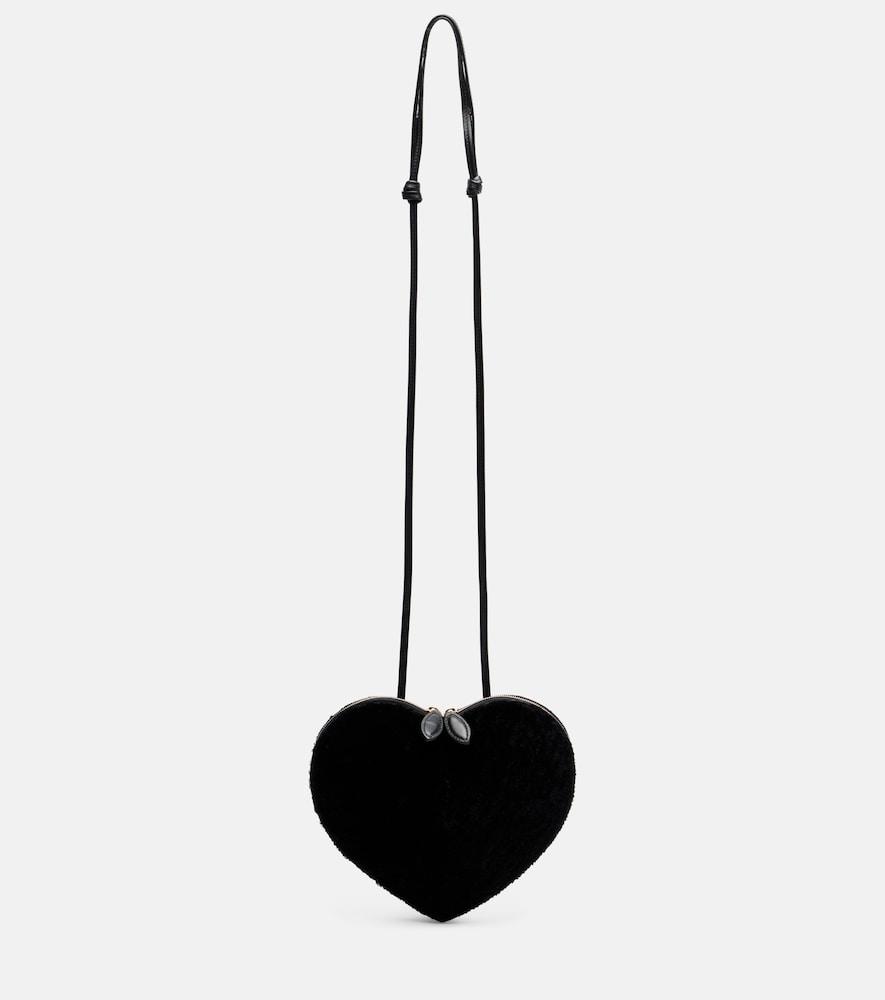 alaïa le coeur small shearling crossbody bag