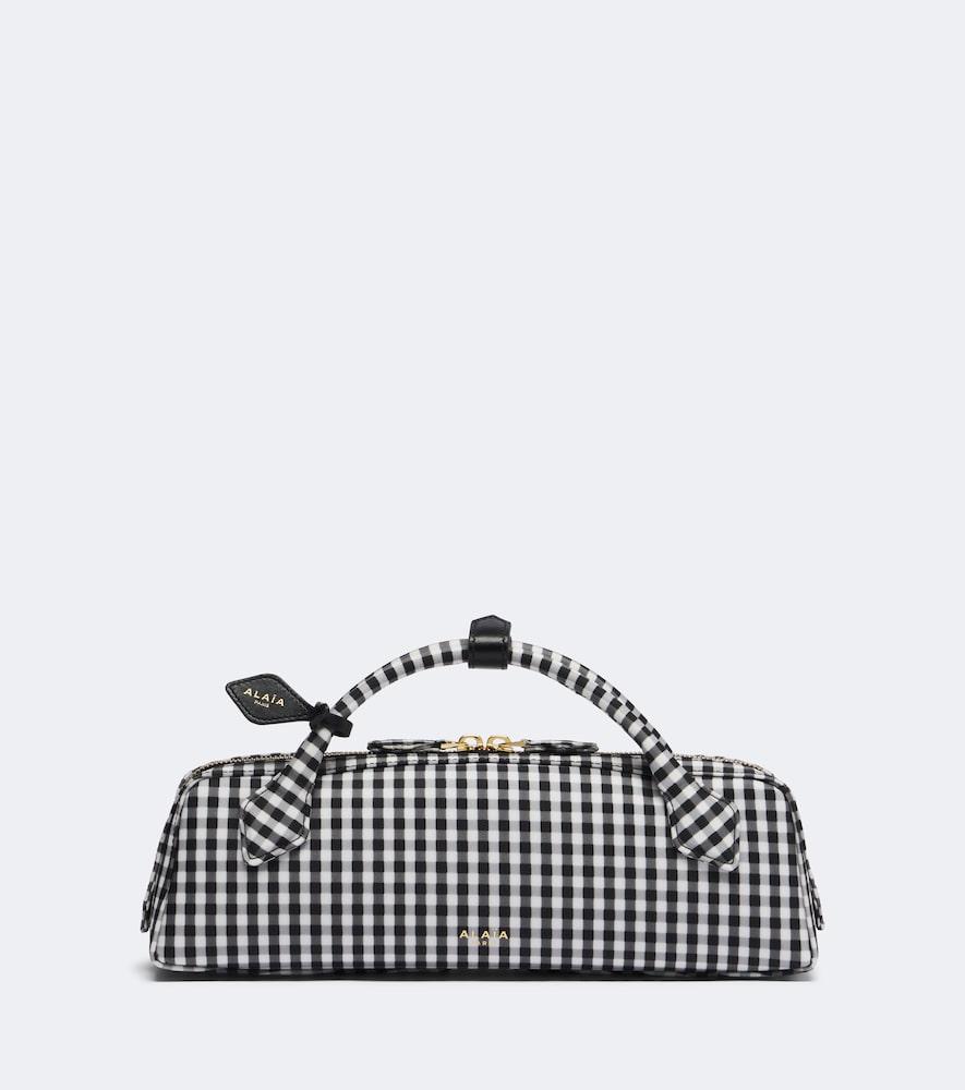 alaïa le teckel gingham top-handle bag