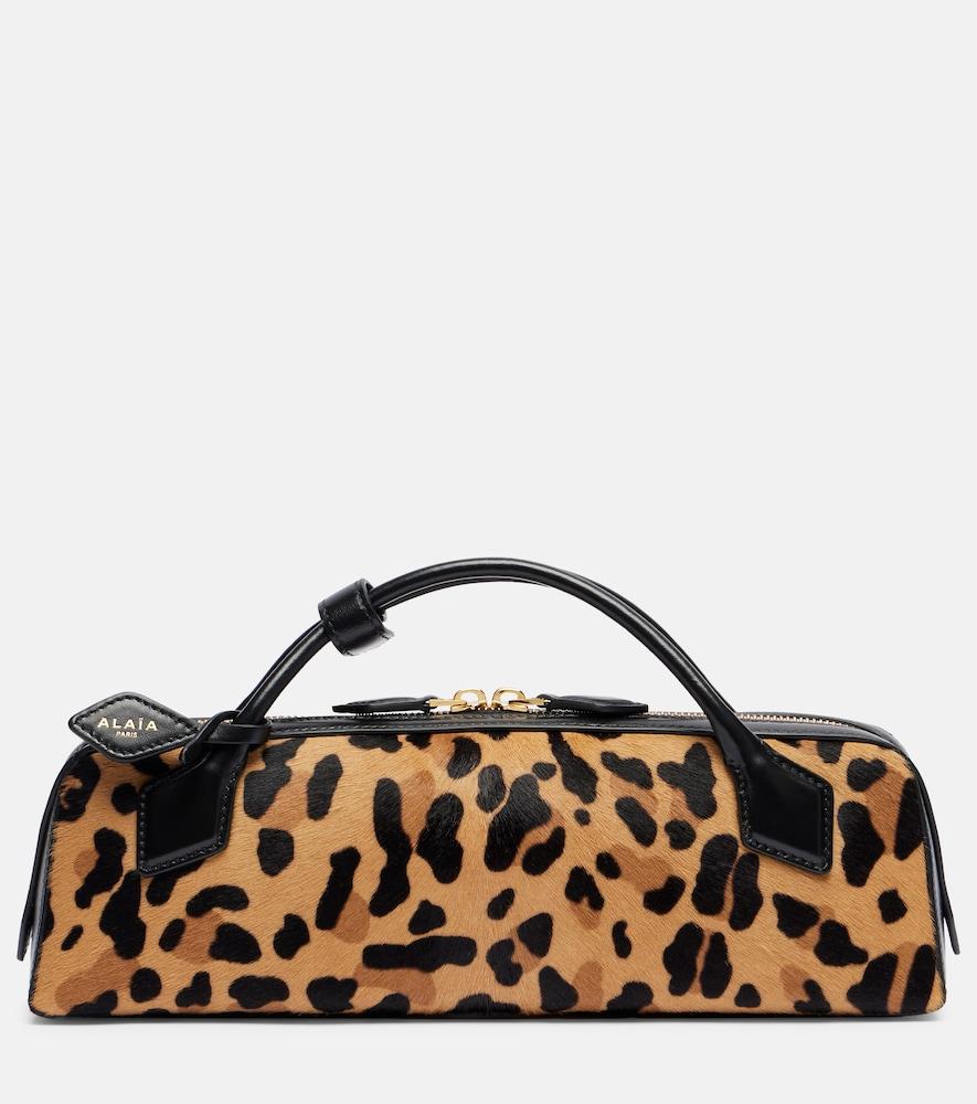 alaïa le teckel leopard-print calf hair clutch