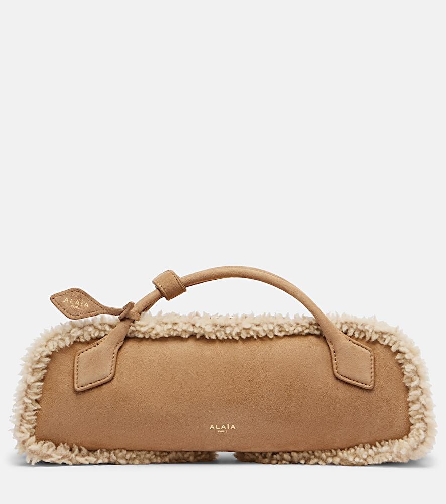 alaïa le teckel small suede clutch