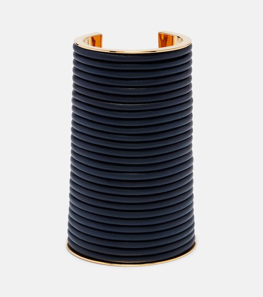 alaïa leather-trimmed cuff bracelet