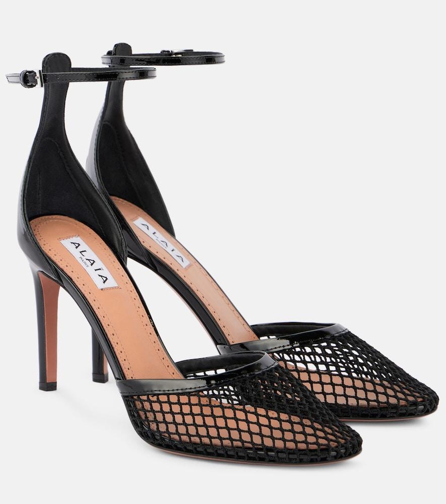 alaïa leather-trimmed mesh pumps