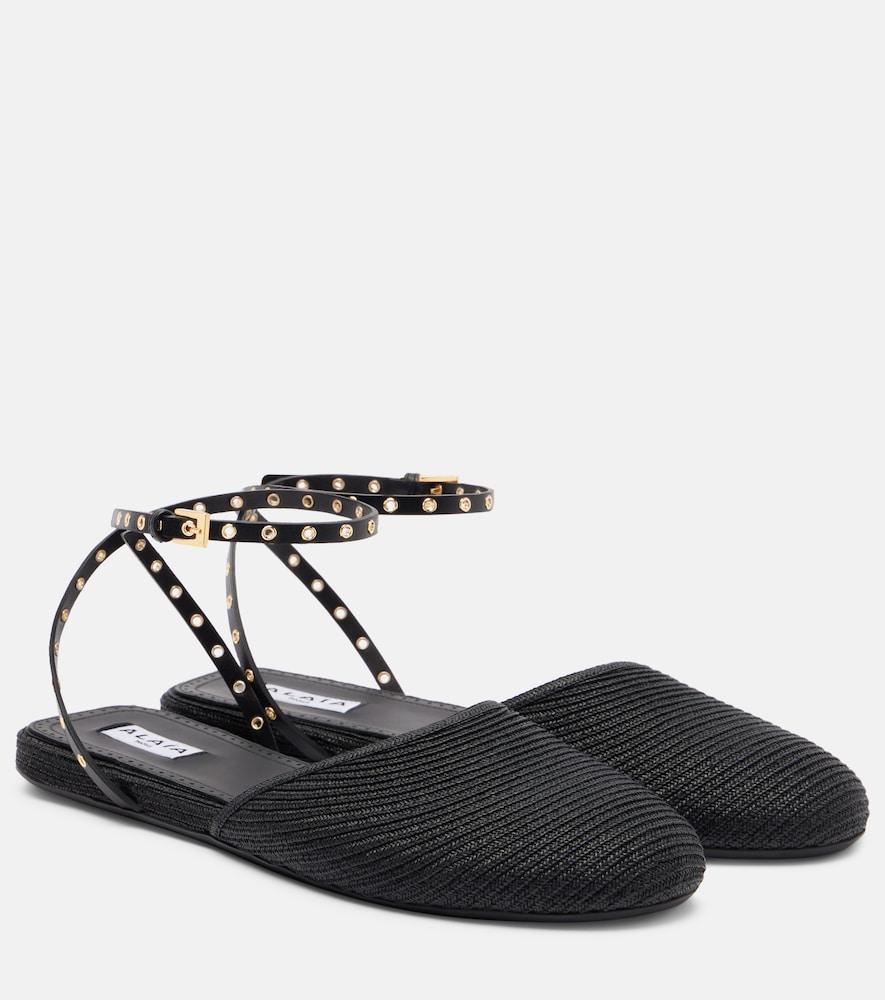 alaïa leather-trimmed slingback flats