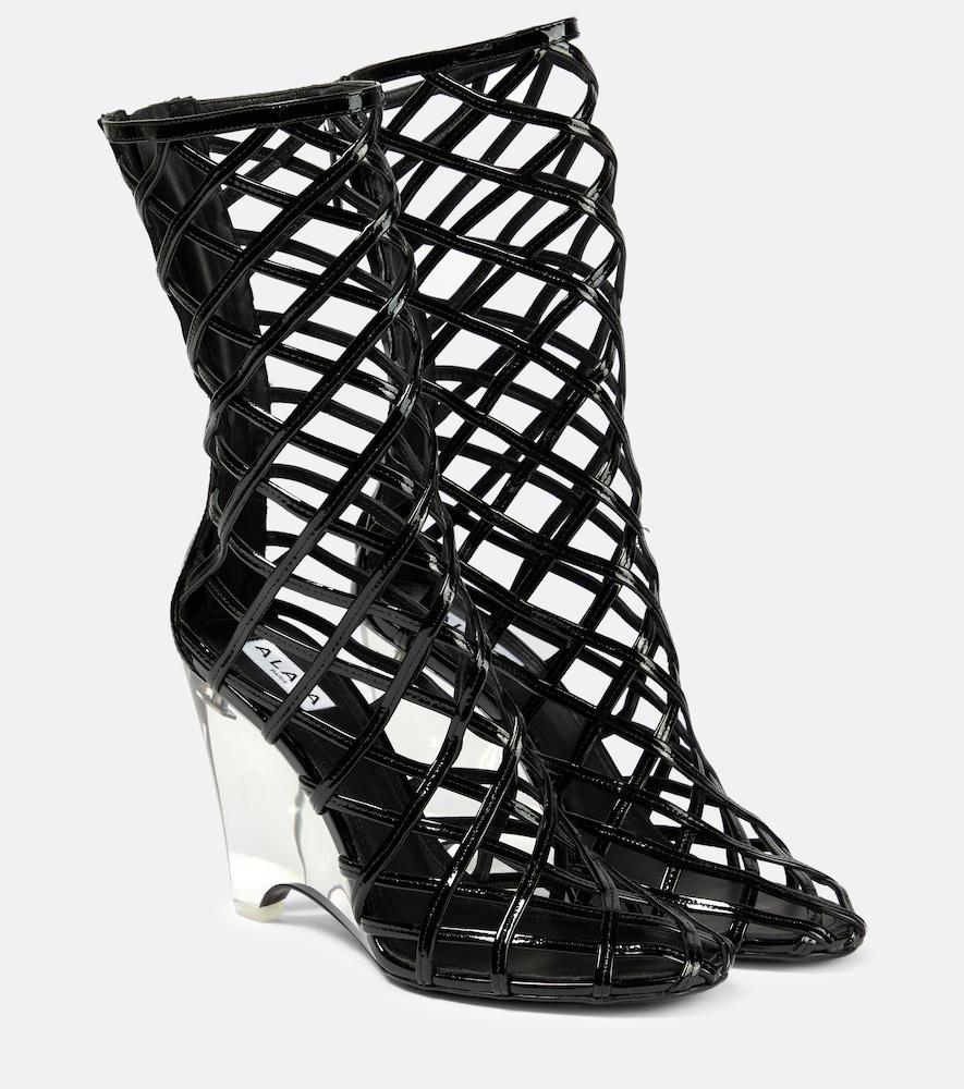 alaïa leather wedge ankle boots