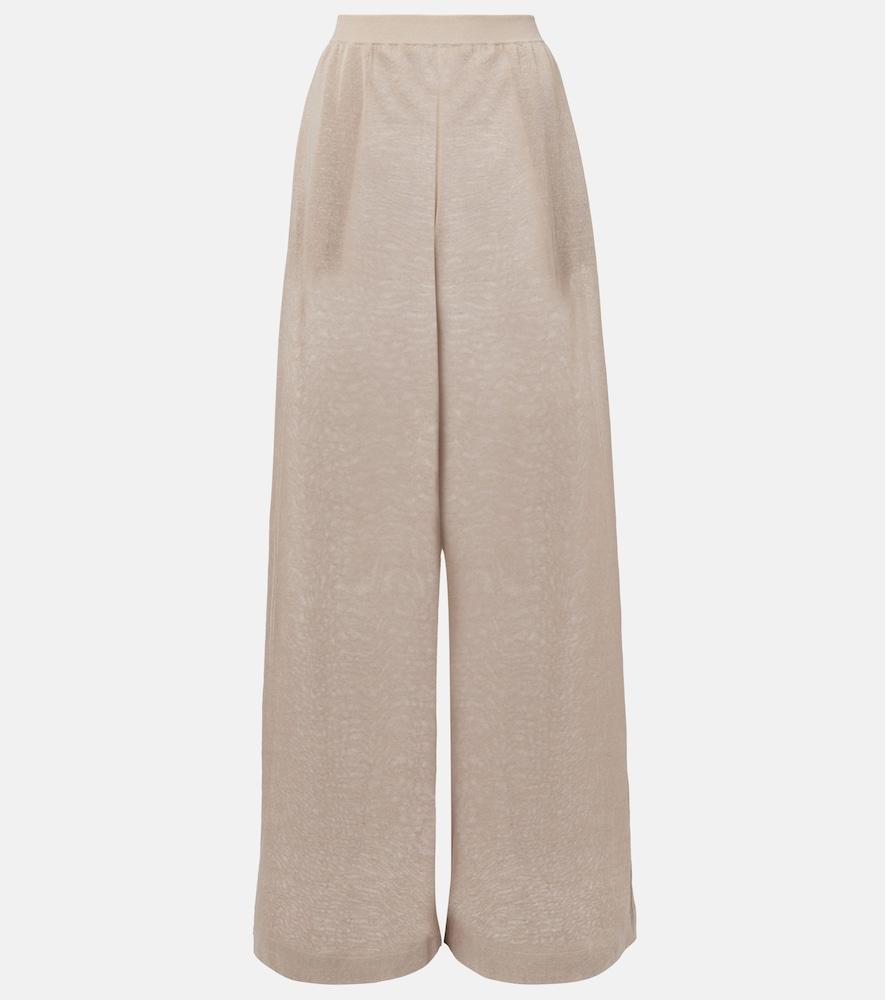 alaïa linen and silk wide-leg pants