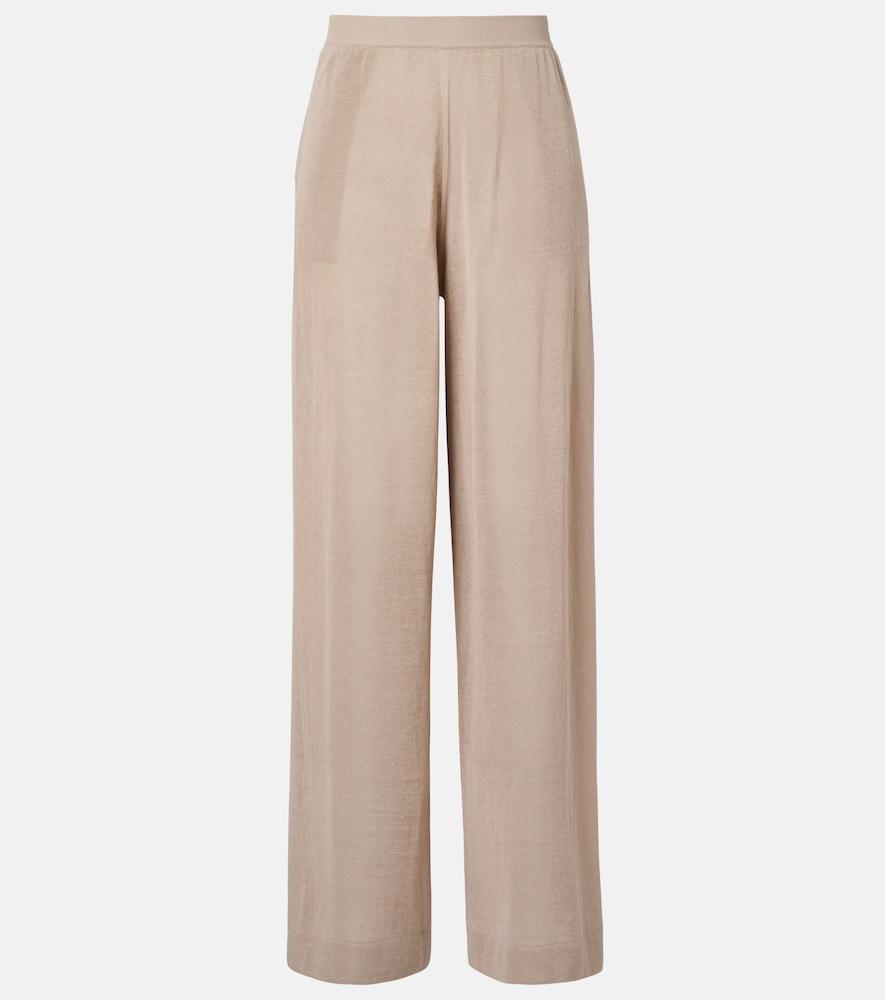 alaïa linen and silk wide-leg pants