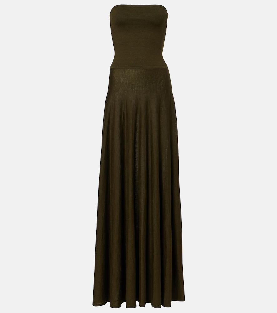 alaïa linen-blend bustier dress