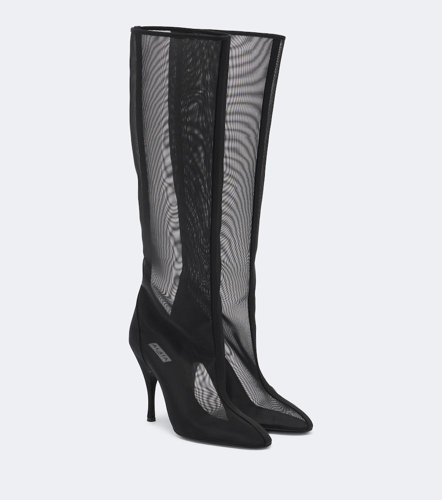 alaïa mesh knee-high boots