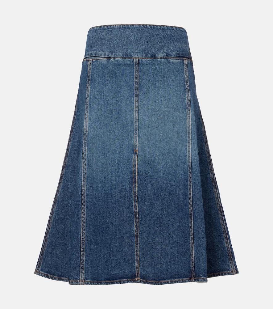 alaïa mid-rise denim midi skirt