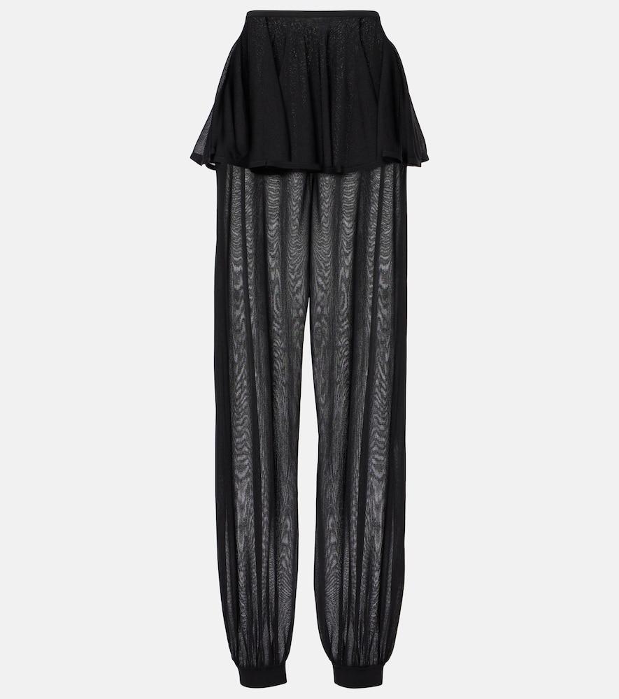 alaïa mid-rise semi-sheer wide-leg pants