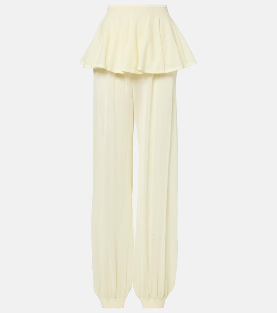 alaïa mid-rise semi-sheer wide-leg pants