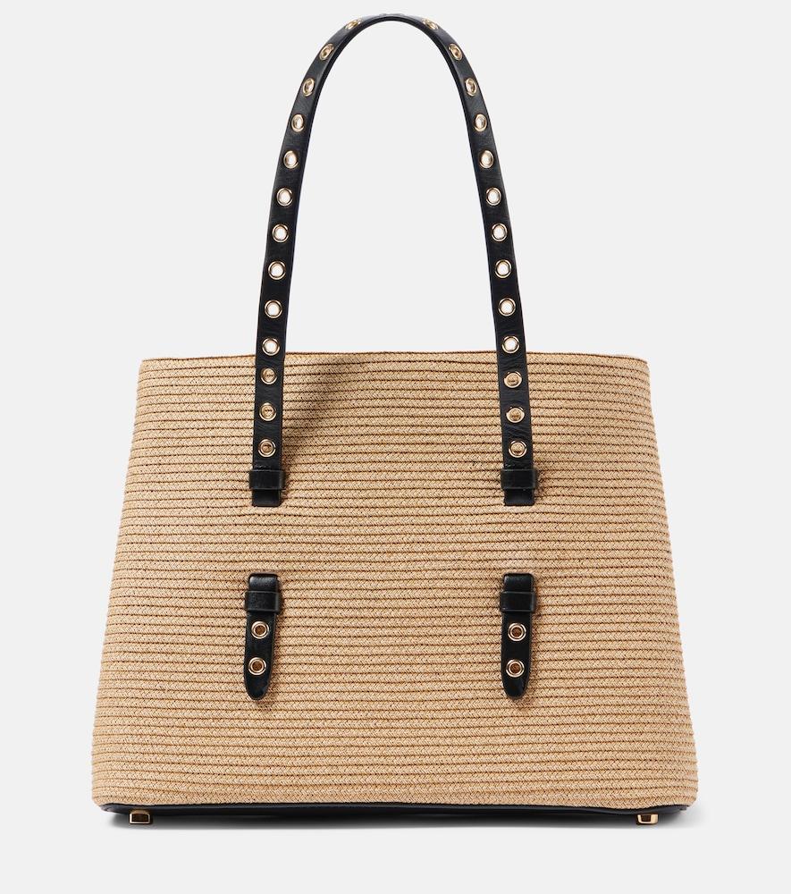 alaïa mina 25 medium paper straw tote bag
