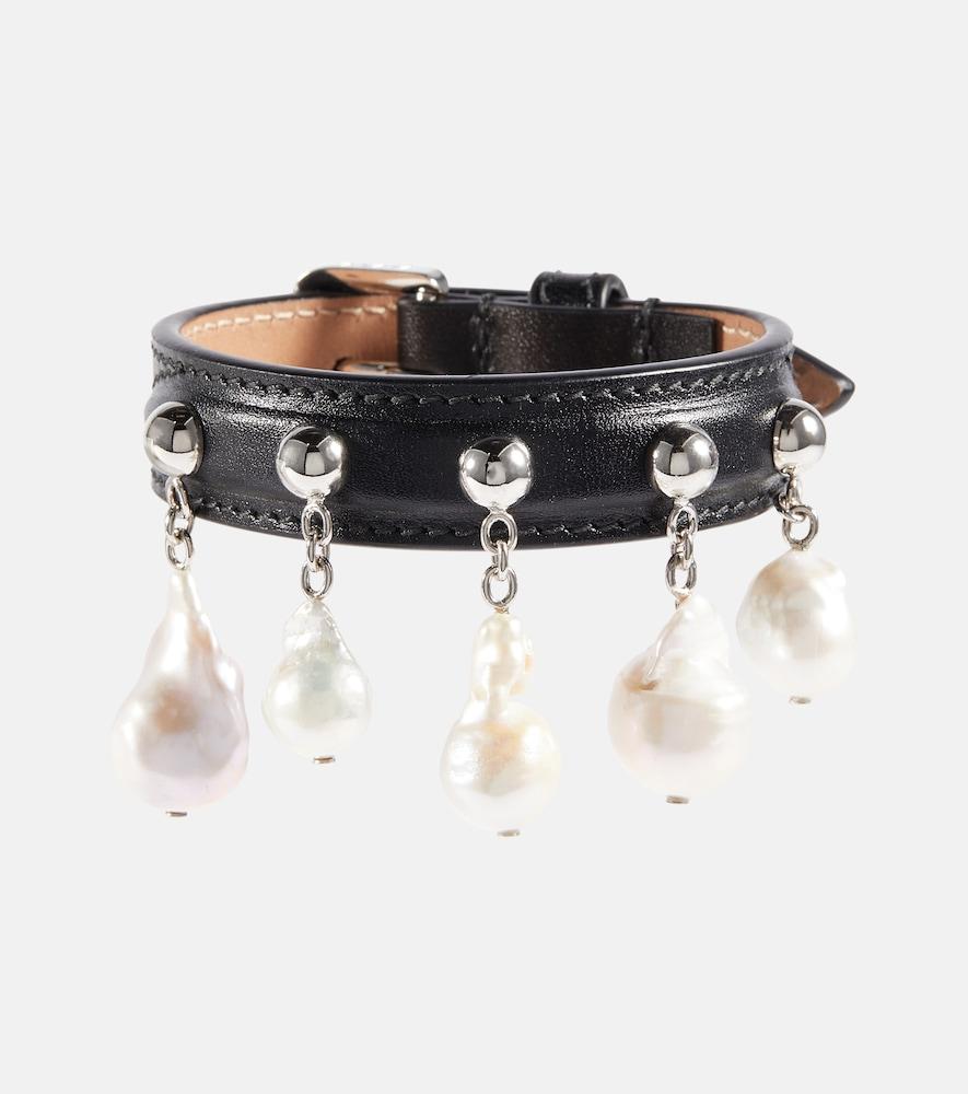 alaïa mother-of-pearl leather bracelet