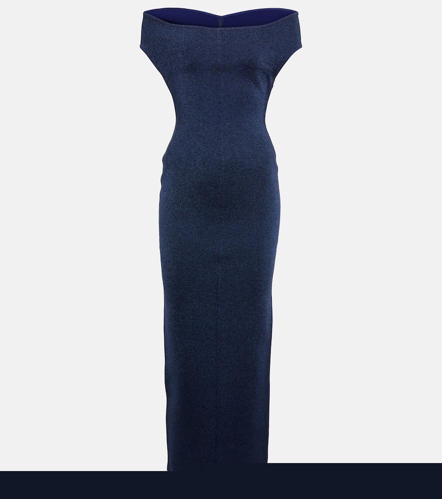 alaïa off-shoulder wool-blend lurex gown
