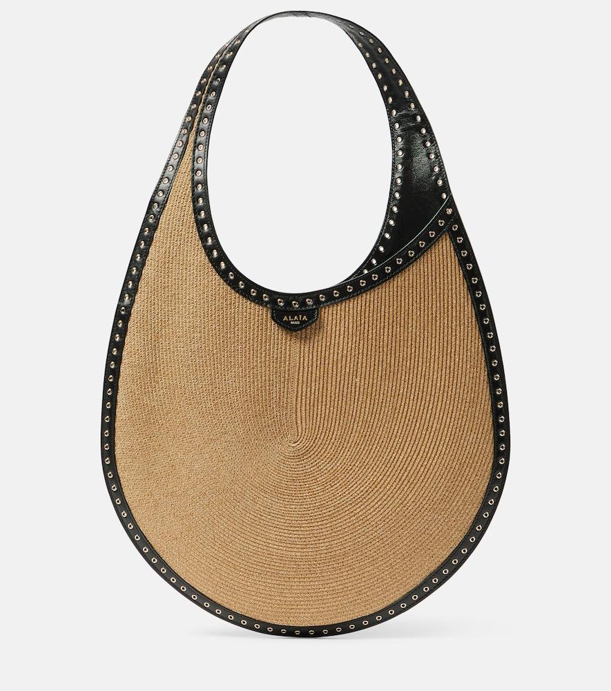 alaïa one piece medium paper straw shoulder bag