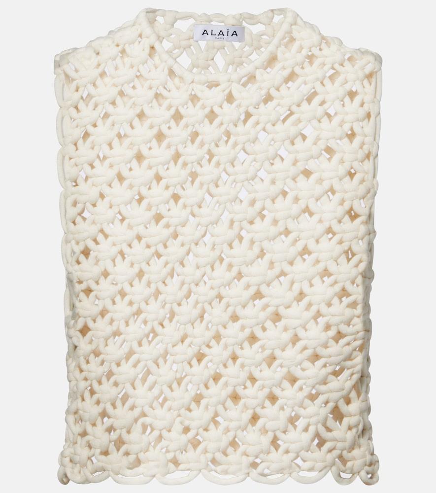 alaïa open-knit cotton-blend top