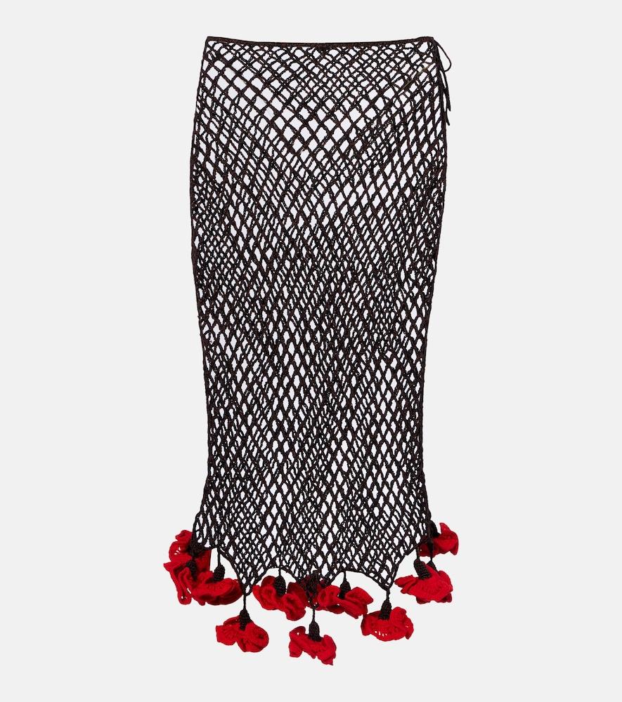 alaïa open-knit cotton midi skirt