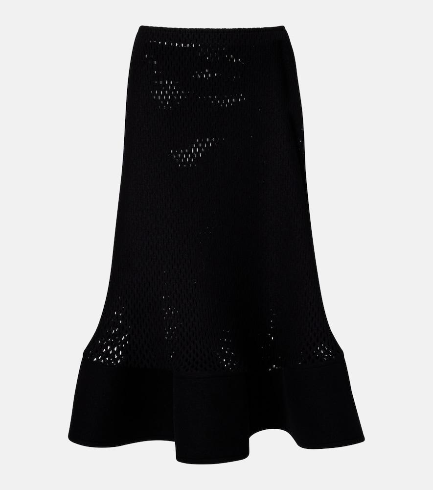 alaïa open-knit wool-blend midi skirt