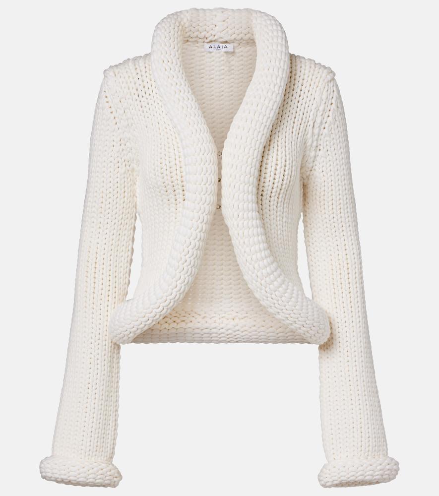 alaïa padded wool-blend cardigan