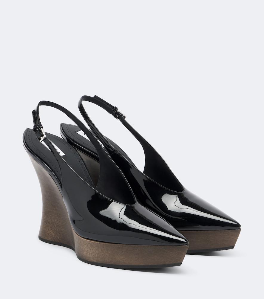 alaïa patent leather wedge slingback clogs