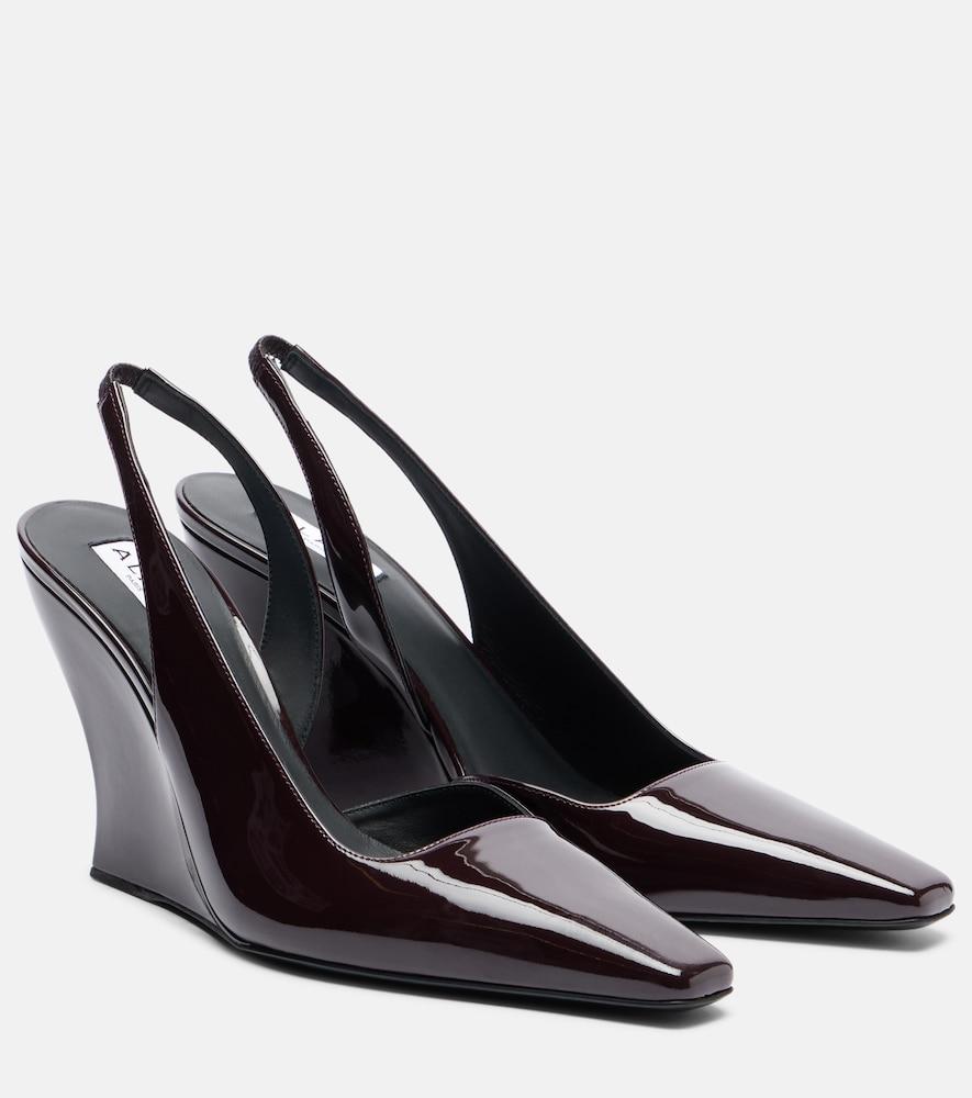 alaïa patent leather wedge slingback pumps