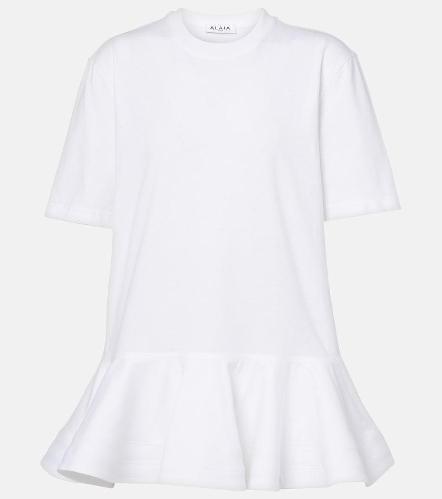 alaïa peplum cotton jersey t-shirt