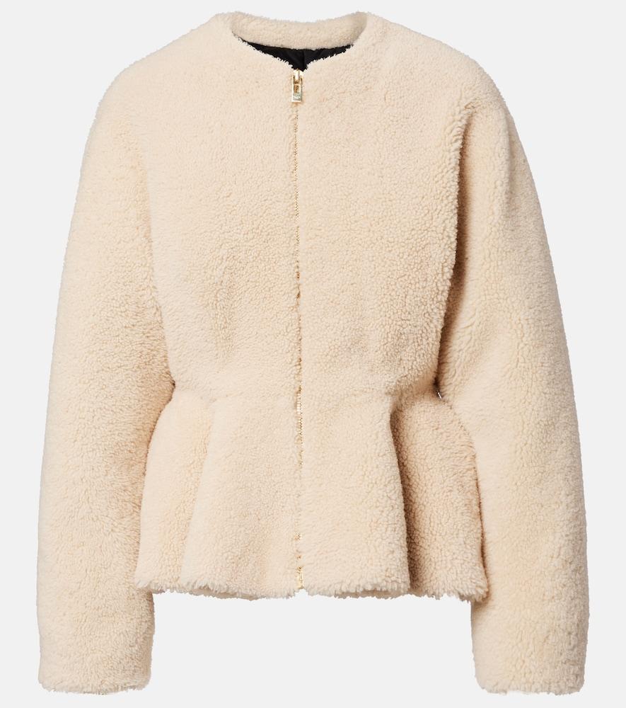 alaïa peplum shearling jacket