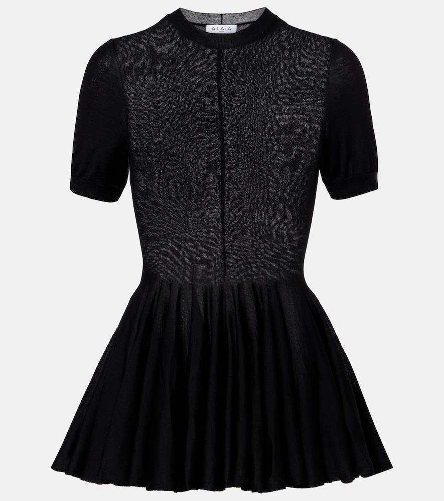 alaïa peplum virgin wool top