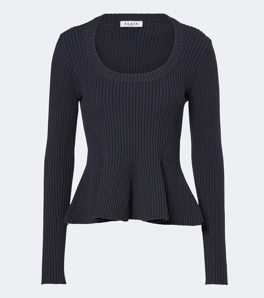 alaïa peplum wool-blend top