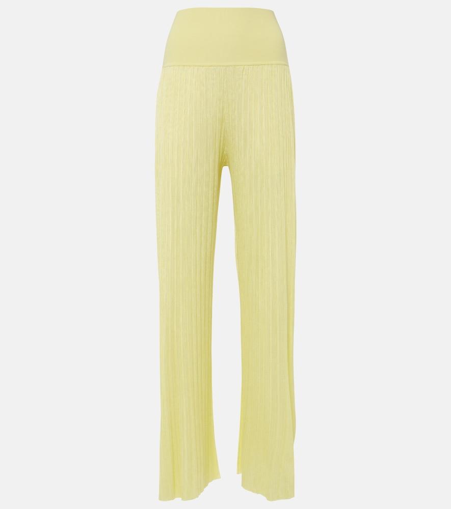 alaïa pleated high-rise jersey straight pants