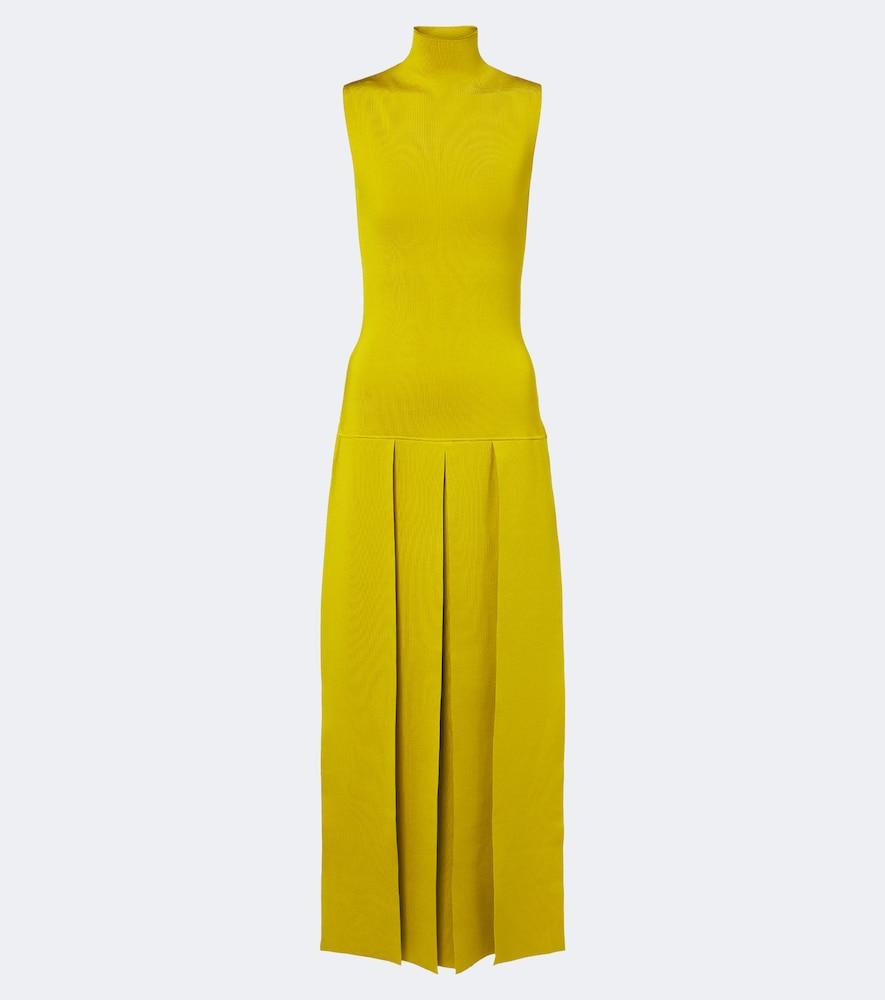 alaïa pleated knitted maxi dress