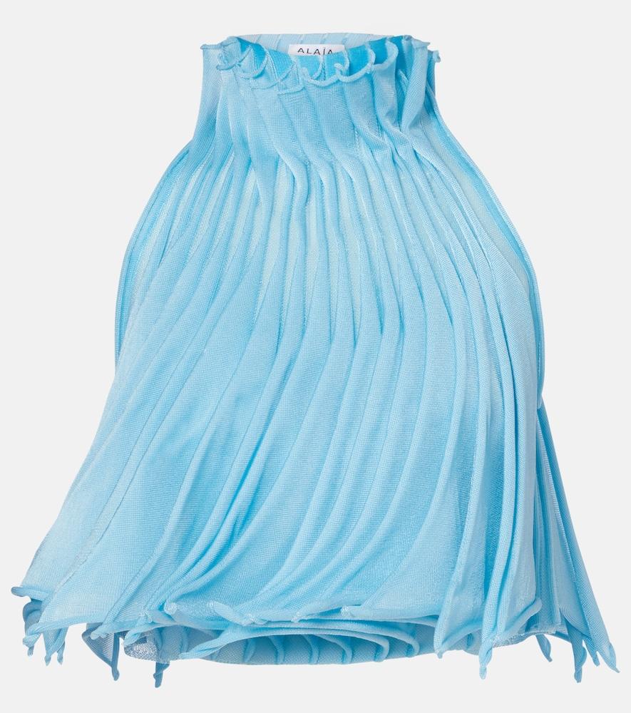 alaïa pleated mesh crop top