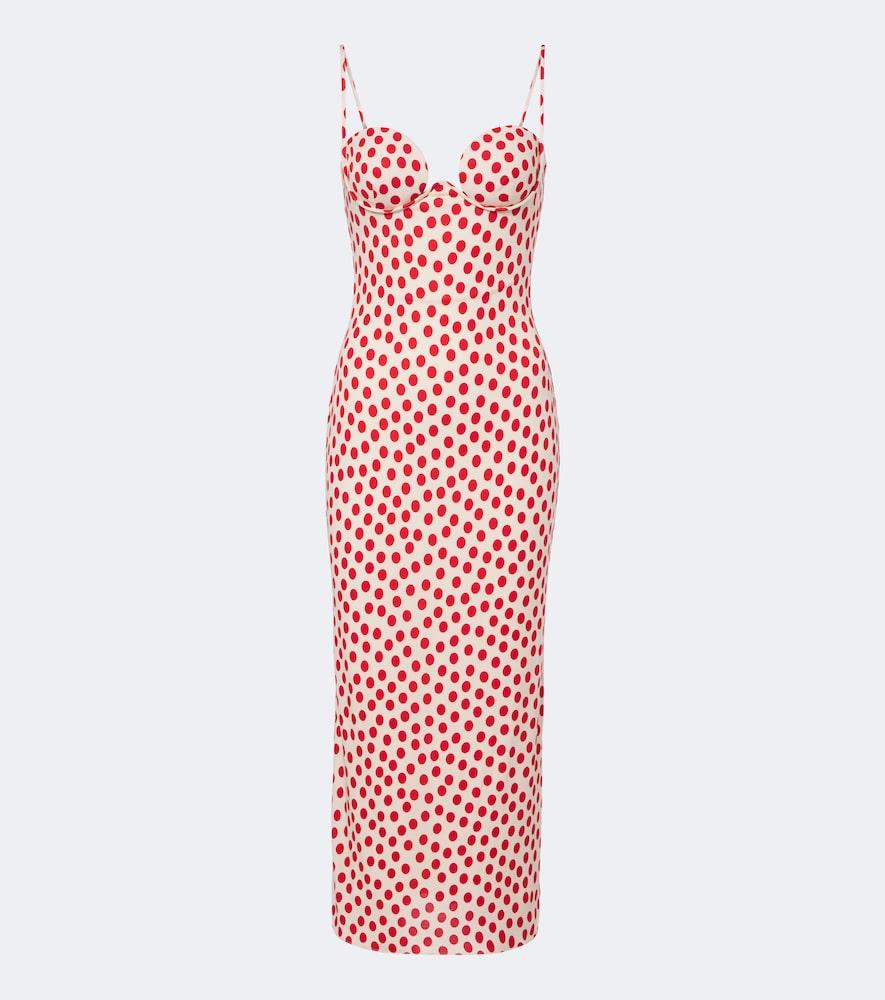 alaïa polka-dot jersey midi dress