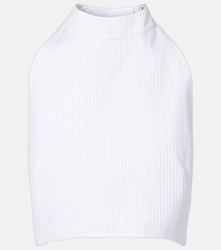 alaïa ribbed halterneck cotton top