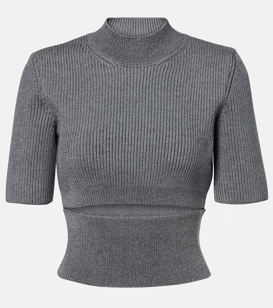 alaïa ribbed-knit cutout wool-blend top